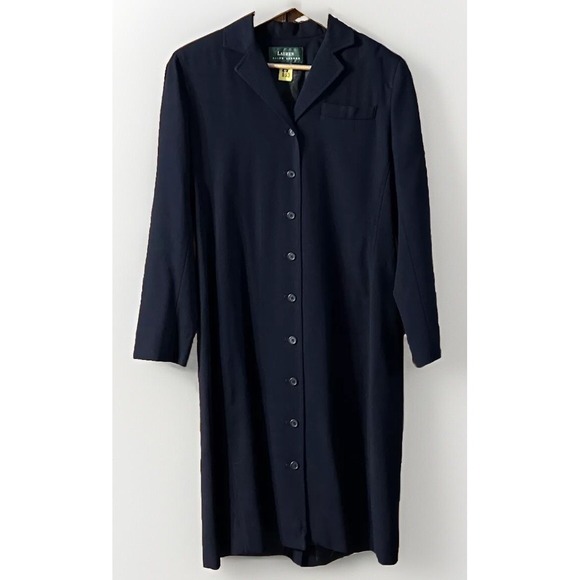 Women's Lauren Ralph Lauren Long Blazer Dress Classic Overcoat Sz 8 100% Wool US - Picture 7 of 11